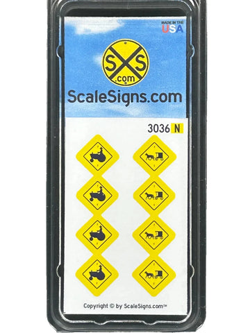 N Scale ScaleSigns.com 3036 Farm/Buggy Ahead Road/Street Sign (8) pcs