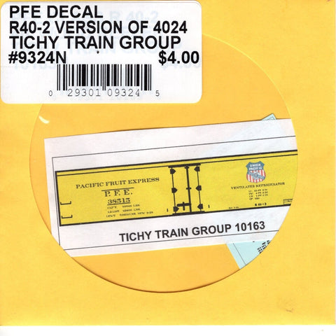 N Scale Tichy Train 9324N PFE Decal R40-2 Version of 4024 Decal Set