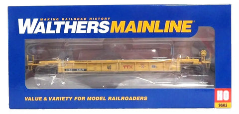 HO Scale Walthers MainLine 910-8435 Red TTX & Next Load Any Road logos w/yellow conspicuity stripes TTX DTTX 53325 Thrall Rebuilt 40' Well Car