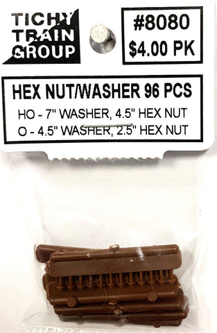 HO Scale Tichy Train Group 8080 4.5" Hex Nut & 7" Washer pkg (96)