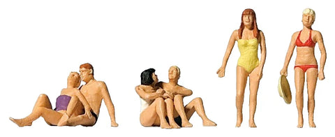 HO Scale Preiser Kg 10671 On the Beach Figures Set pkg (6)