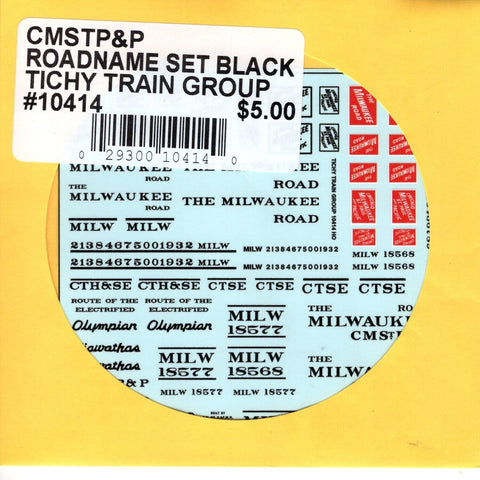 HO Scale Tichy Train 10414 CMSTP&P Roadname Set Black Decal Set