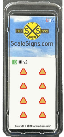 HO Scale ScaleSigns.com 1111v2 Farm Slow Moving Vehicle Triangle Sign (8) pcs