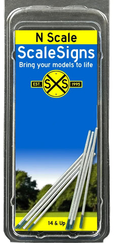 N Scale ScaleSigns.com 11000 Silver Round Sign Poles (8) pcs