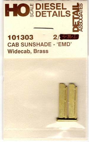 HO Scale Detail Associates 101303 EMD Wide-Cab Diesels Brass Sunshades pkg (2)