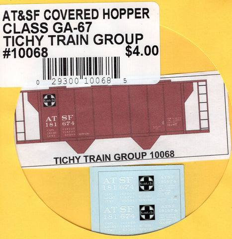 HO Scale Tichy Train 10068 Santa Fe AT&SF Covered Hopper Class GA-67 Decal Set