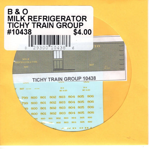HO Scale Tichy Train 10438 B&O Baltimore & Ohio Milk Refrigerator Decal Set
