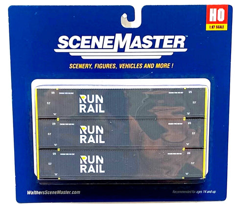 HO Scale Walthers SceneMaster 949-18506 Run Rail 53' Singamas Container (3) pcs