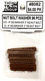 HO Scale Tichy Train Group 8082 3" Square Nut on Bolt w/6" Square Washer pkg(96)