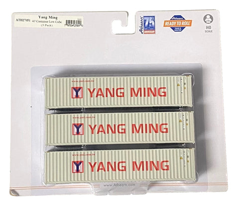 HO Scale Athearn 27051 Yang Ming 40' Corrugated Container (3) pcs