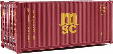 HO Walthers SceneMaster 949-8059 MSC Mediterranean Shipping 20' Red Container
