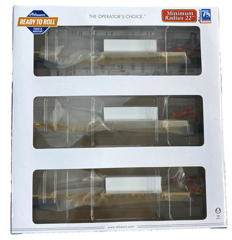 HO Scale Athearn 64018 TTX 361001 57' All Purpose 3 unit Spine Car