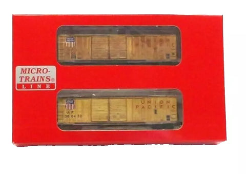 N Micro Trains 98305078 Union Pacific UP 50' Rib-Side Double-Door Boxcar 2-Pack