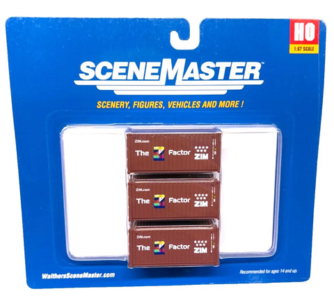 HO Scale Walthers SceneMaster 949-18057 ZIM Z 20' Corrugated Container 3-Pack