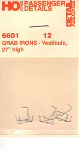 HO Scale Detail Associates 6601 Grab Irons - Vestibule, 27" High 12 Pkg