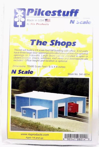 N Scale Pikestuff 541-8014 Blue 70 x 80' The Shops Building Kit