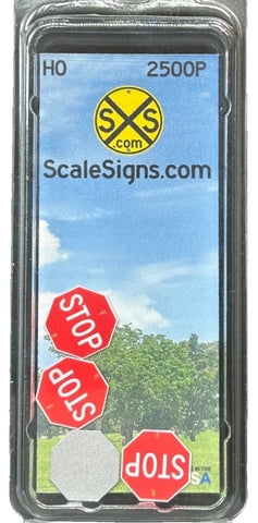 HO Scale ScaleSigns.com 2501P Pre-Cut New Stop Sign (4) pcs