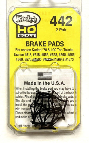 HO Scale Kadee #442 Brake Pads for Wide Truck Bolseters (4) pcs