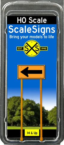 HO Scale ScaleSigns.com 4052c Large Arrow Left Turn Road Sign