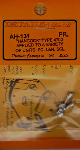 HO Scale Details West AH-131 "Hancock" Type 4700 Applied to a Variety of Units