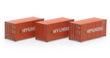 HO Scale Athearn 27783 Hyundai HDMU 20' Corrugated Container Set #1 (3) pk