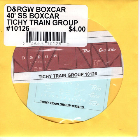 HO Scale Tichy Train 10126 D&RGW 40' SS Boxcar Decal Set