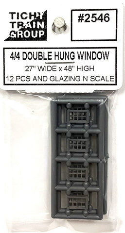 N Scale Tichy Train Group 2546 4/4 Double Hung Window 27" x 48" (12) pcs