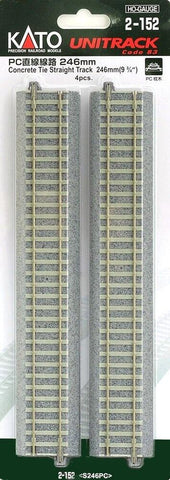 HO Scale Kato Unitrack 2-152 9-3/4" 246mm Straight Track w/Concrete Ties pkg (4)