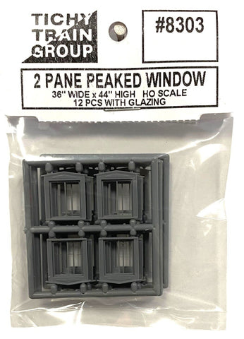 HO Scale Tichy Train Group 8303 36" x 44" 2-Pane Peaked Window pkg(12)