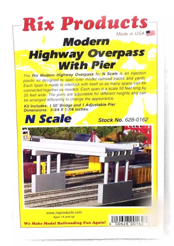 N Scale Rix Products 628-162 50' Deck w/Pier Modern Highway Overpass Kit