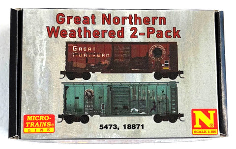 N Scale Micro Trains 983 05 093 Weathered Great Northern 40' Boxcar 2-Pack