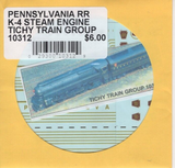 HO Scale Tichy Train 10312 Pennsylvania PRR K-4 Steam Engine Decal Set