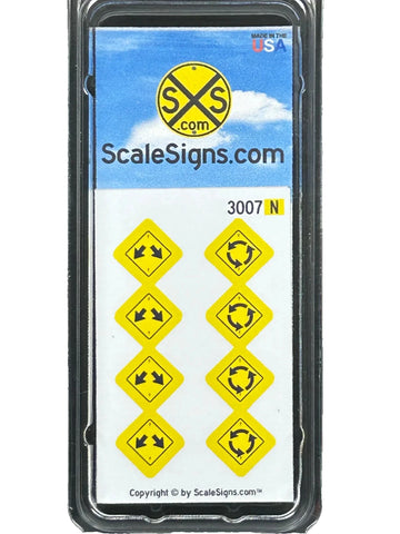 N Scale ScaleSigns.com 3007 Double Arrow & Roundabout Street Sign (8) pcs