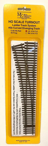 HO Scale Micro Engineering 14-712 Code 83 #5b Left Hand Ladder Curved Diverging Ladder Track System Turnout