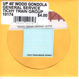 HO Scale Tichy Train 10174 UP 40' Wood Gondola General Service Decal Set