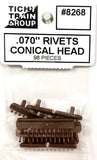 HO Scale Tichy Train Group 8268 .07" Diameter Conical Head Rivet pkg (96)