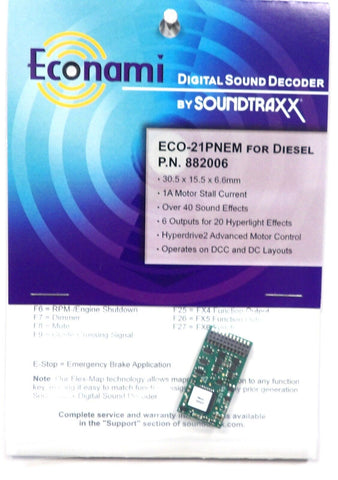 HO Scale SoundTraxx 882006 Econami ECO-21PNEM DCC Sound Decoder