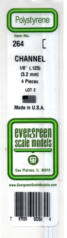 Evergreen 264 Styrene 14" Channel .125" .32cm pkg(4)