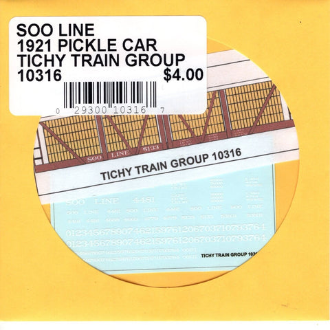 HO Scale Tichy Train 10316 Soo Line 1921 Pickle Car Decal Set