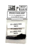 HO Scale Tichy Train Group 8337 Blackened Brass Chain Asssortment 18" Long