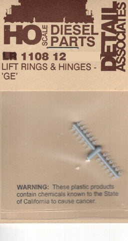 HO Scale Detail Associates 1108 Lift Rings & Hinges - 'GE' 12 Pkg