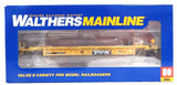 HO Scale Walthers MainLine 910-8439 Large black & white TTX logo w/yellow conspicuity stripes TTX DTTX 747414 Thrall Rebuilt 40' Well Car