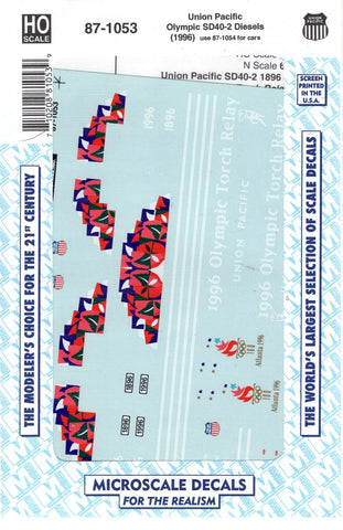 HO Scale Microscale 87-1053 Union Pacific UP 1996 Olympic Torch Relay Decal Set