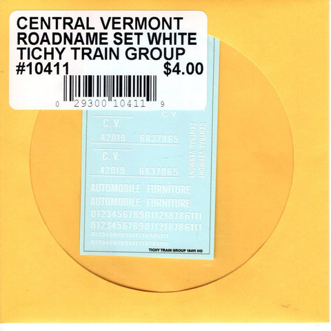 HO Scale Tichy Train 10411 Central Vermont Roadname Set White Decal Set