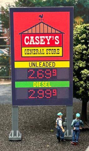 HO Scale ScaleSigns.com 1112c Casey's General Store/Gas Station Street Sign