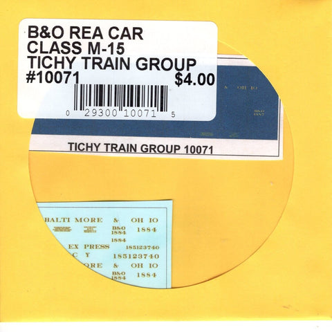 HO Scale Tichy Train 10071 B&O REA Car Class M-15 Decal Set