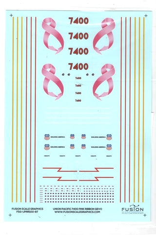 HO Scale Fusion Graphics UPRR100-87 Union Pacific 7400 Pink Ribbon Decal Set
