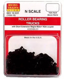 N Scale Micro Trains 310031 Roller Bearing Trucks w/Short Coupler (10) Pair