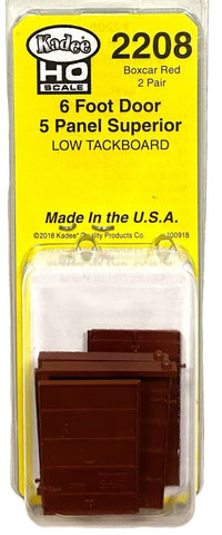 HO Scale Kadee 2208 6' Superior 5 Panel Boxcar Red Doors Low Tack Board (2) pr