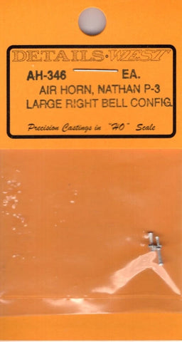 HO Scale Details West AH-346 Air Horn, Nathan P-3 Large Right Bell Config. 1/Pkg
